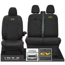 Load image into Gallery viewer, The All New Ford Transit Custom INKA Front 1+2 Tailored Waterproof Seat Covers Set Black MY-2024 Onwards