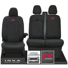 Load image into Gallery viewer, The All New Ford Transit Custom INKA Front 1+2 Tailored Waterproof Seat Covers Set Black MY-2024 Onwards
