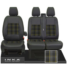 Load image into Gallery viewer, Ford Transit Custom 2012-2023 Inka Front 1+2 Tailored Leather Look Seat Covers in Tartan