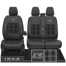Load image into Gallery viewer, Ford Transit Custom 2012-2023– Inka R Sport Front 1+2 Tailored Leather Look Seat Covers in Tartan