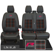 Load image into Gallery viewer, Ford Transit Custom 2012-2023– Inka R Sport Front 1+2 Tailored Leather Look Seat Covers in Tartan