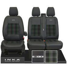 Load image into Gallery viewer, Ford Transit Custom 2012-2023 – Inka Steel Badge Front 1+2 Tailored Leather Look Seat Covers in Tartan