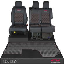 Load image into Gallery viewer, Vauxhall Vivaro MK3 Front 1+2 Bentley Diamond Quilt Leatherette Tailored Seat Covers & Tailored Rubber Mat Black MY19 To Present (Choice of 7 Colours)