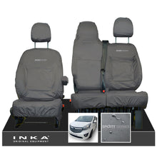Load image into Gallery viewer, Vauxhall Vivaro B X82 SPORTIVE Front 1+2 INKA Tailored Waterproof Seat Covers Grey MY-14-18 (Choice of 7 Colours) - Sport-Series Embroidery