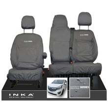 Load image into Gallery viewer, Vauxhall Vivaro B X82 SPORTIVE Front 1+2 INKA Tailored Waterproof Seat Covers Grey MY-14-18 (Choice of 7 Colours) - Sport-Series Embroidery