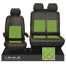 Load image into Gallery viewer, VW Transporter T6.1, T6, T5.1 Front 1+2 INKA Bentley Leatherette Suedetara Tailored Seat Covers Black Fits Panel Van & Kombi