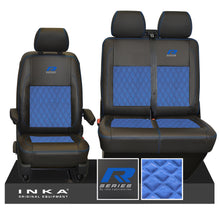 Load image into Gallery viewer, VW Transporter T6.1, T6, T5.1 R-Series Front 1+2 INKA Bentley Leatherette Suedetara Tailored Seat Covers Black Fits Panel Van & Kombi