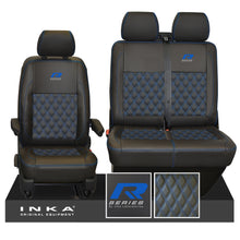 Load image into Gallery viewer, New VW Transporter T6.1, T6, T5.1 Front 1+2 Bentley Diamond Quilt Tailored Leatherette Seat Covers Black Fits Panel Van & Kombi