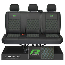 Load image into Gallery viewer, New VW Transporter T6.1, T6, T5.1 Rear Triple Bentley Diamond Quilt Tailored Leatherette Seat Covers Black Fits Panel Van & Kombi
