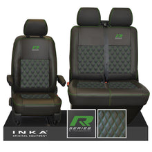 Load image into Gallery viewer, New VW Transporter T6.1, T6, T5.1 Front 1+2 Bentley Diamond Quilt Tailored Leatherette Seat Covers Black Fits Panel Van & Kombi