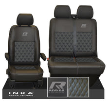 Load image into Gallery viewer, New VW Transporter T6.1, T6, T5.1 Front 1+2 Bentley Diamond Quilt Tailored Leatherette Seat Covers Black Fits Panel Van & Kombi