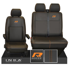 Load image into Gallery viewer, VW Transporter T6.1, T6, T5.1 R-Series Front 1+2 INKA Leatherette Tailored Seat Covers Black Fits Panel Van & Kombi