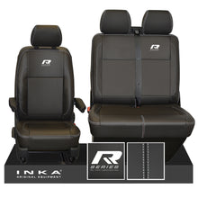 Load image into Gallery viewer, VW Transporter T6.1, T6, T5.1 R-Series Front 1+2 INKA Leatherette Tailored Seat Covers Black Fits Panel Van & Kombi