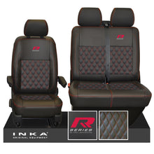 Load image into Gallery viewer, New VW Transporter T6.1, T6, T5.1 Front 1+2 Bentley Diamond Quilt Tailored Leatherette Seat Covers Black Fits Panel Van & Kombi