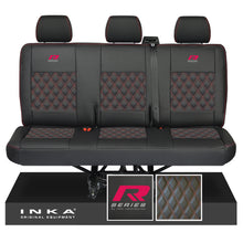 Load image into Gallery viewer, New VW Transporter T6.1, T6, T5.1 Rear Triple Bentley Diamond Quilt Tailored Leatherette Seat Covers Black Fits Panel Van & Kombi