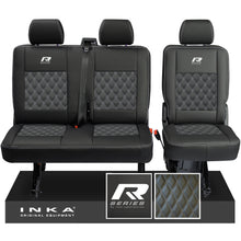 Load image into Gallery viewer, New VW Transporter T6.1, T6, T5.1 Rear 2+1 Bentley Diamond Quilt Tailored Leatherette Seat Covers Black Fits Panel Van & Kombi