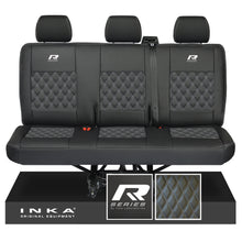 Load image into Gallery viewer, New VW Transporter T6.1, T6, T5.1 Rear Triple Bentley Diamond Quilt Tailored Leatherette Seat Covers Black Fits Panel Van & Kombi