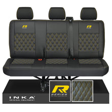 Load image into Gallery viewer, New VW Transporter T6.1, T6, T5.1 Rear Triple Bentley Diamond Quilt Tailored Leatherette Seat Covers Black Fits Panel Van & Kombi
