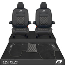 Load image into Gallery viewer, New VW Transporter T7 Panel Van INKA Front Bentley Leatherette Tailored Seat Covers & Matching Tailored Floor Mat Black MY25 Onwards