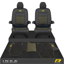 Load image into Gallery viewer, New VW Transporter T7 Panel Van INKA Front Bentley Leatherette Tailored Seat Covers & Matching Tailored Floor Mat Black MY25 Onwards