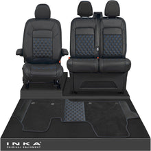 Load image into Gallery viewer, New VW Transporter T7 Panel Van INKA Front Bentley Leatherette Tailored Seat Covers & Matching Tailored Floor Mat Black MY25 Onwards