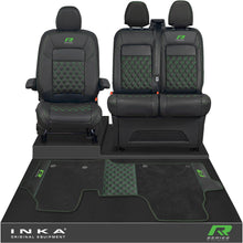 Load image into Gallery viewer, New VW Transporter T7 Panel Van INKA Front Bentley Leatherette Tailored Seat Covers & Matching Tailored Floor Mat Black MY25 Onwards