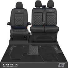 Load image into Gallery viewer, New VW Transporter T7 Panel Van INKA Front Bentley Leatherette Tailored Seat Covers & Matching Tailored Floor Mat Black MY25 Onwards