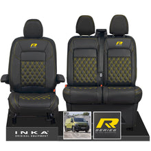 Load image into Gallery viewer, New VW Transporter T7 Panel Van INKA Front Bentley Leatherette Tailored Seat Cover Set Black MY25 Onwards
