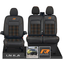 Load image into Gallery viewer, New VW Transporter T7 Panel Van INKA Front Leatherette Tartan Tailored Seat Cover Set Black MY25 Onwards