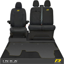 Load image into Gallery viewer, New VW Transporter T7 Panel Van INKA Front Set Tailored Waterproof Seat Covers & Tailored Rubber Mat Black MY25 Onwards