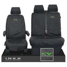 Load image into Gallery viewer, VW Transporter Shuttle T6.1, T6 Front 1+2 Tailored Waterproof Seat Covers Black MY-15-23