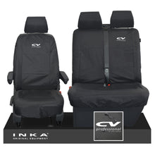 Load image into Gallery viewer, VW Transporter Shuttle T6.1, T6 Front 1+2 Tailored Waterproof Seat Covers Black MY-15-23