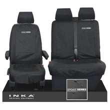 Load image into Gallery viewer, VW Transporter Shuttle T6.1, T6 Front 1+2 Tailored Waterproof Seat Covers Black MY-15-23