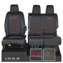 Load image into Gallery viewer, Vauxhall Vivaro MK3 INKA Bentley Diamond Quilt Leatherette Front 1+2 Tailored Seat Covers Black MY19 To Present