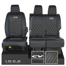 Load image into Gallery viewer, Vauxhall Vivaro MK3 INKA Bentley Diamond Quilt Leatherette Front 1+2 Tailored Seat Covers Black MY19 To Present