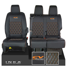 Load image into Gallery viewer, Vauxhall Vivaro MK3 INKA Bentley Diamond Quilt Leatherette Front 1+2 Tailored Seat Covers Black MY19 To Present