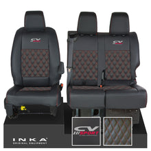 Load image into Gallery viewer, Vauxhall Vivaro MK3 INKA Bentley Diamond Quilt Leatherette Front 1+2 Tailored Seat Covers Black MY19 To Present
