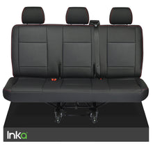 Load image into Gallery viewer, VW Transporter T6.1,T6,T5.1,T5 Tailored Leatherette Rear Triple Seat Covers Black