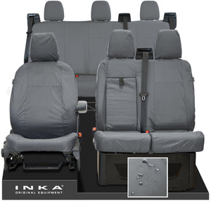 Ford Transit Custom INKA Front & Rear Set Tailored Waterproof Seat Covers Grey MY-2012+