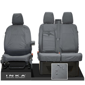 Ford Transit MK8 Jumbo INKA Front 1+2 Tailored Waterproof Seat Covers Set Grey MY-2014+