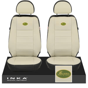 Land Rover Defender L316 INKA Front 1+1 Tailored Seat Covers Cream & Black