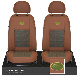 Land Rover Defender L316 INKA Harris Tweed Front 1+1 Tailored Seat Covers Tan