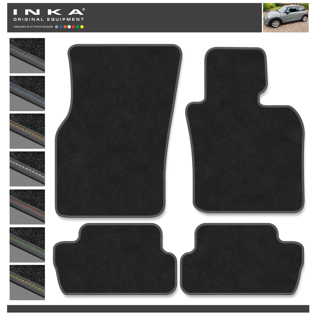 MINI F56 Front & Rear Tailored Carpet Mat with 7x Stitch Colours Fits MY2014-2024