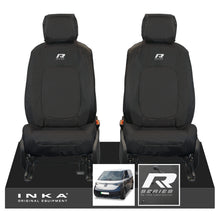 Load image into Gallery viewer, VW ID Buzz Cargo Front 1+1 INKA Tailored Waterproof Seat Covers Black with Embroidery MY22 onwards
