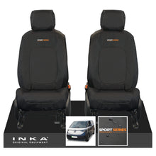 Load image into Gallery viewer, VW ID Buzz Cargo Front 1+1 INKA Tailored Waterproof Seat Covers Black with Embroidery MY22 onwards
