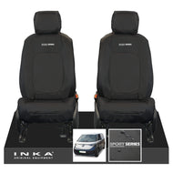 VW ID Buzz Cargo Front 1+1 INKA Tailored Waterproof Seat Covers Black with Embroidery MY22 onwards