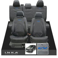 VW Caddy Kombi Maxi Life INKA Front & Rear Tailored Waterproof Seat Covers Grey MY-2007-2019 (Choice of 7 Colours) - CV Professional Embroidery