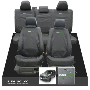 VW Caddy Kombi Maxi Life INKA Front & Rear Tailored Waterproof Seat Covers Grey MY-2007-2019 (Choice of 7 Colours)