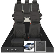 VW Caravelle T6.1,T6,T5.1 Inka 7 Seater Full Set Fully Tailored Waterproof Seat Covers Black