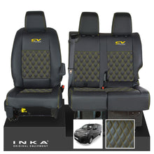 Load image into Gallery viewer, Citroen Dispatch INKA Front 1+2 Bentley Diamond Quilt Leatherette Tailored Seat Covers Black MY16 To Present
